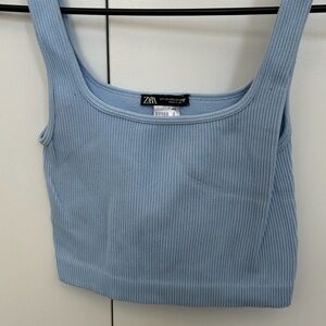 Size xs-s Zara ribbed baby blue cropped tank top
